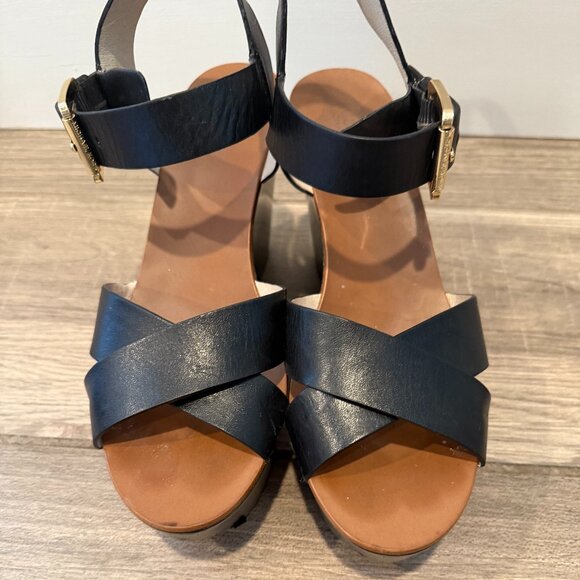 Michael Kors Black leather sandals Peggy size 9 - Picture 1 of 5